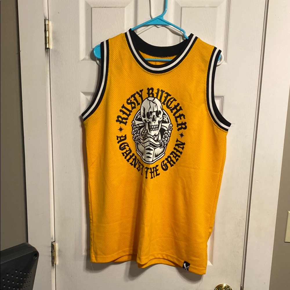 Rusty Butcher Yellow Graphic Jersey Tank Top